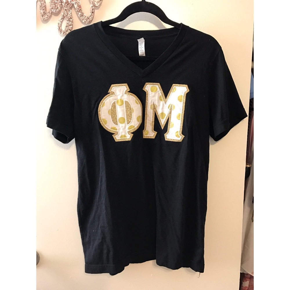 Phi Mu double stitched letters